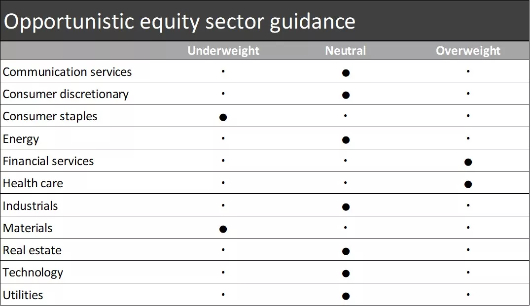  Opportunistic equity sector guidance
