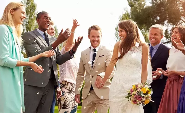  Newlyweds leaving wedding
