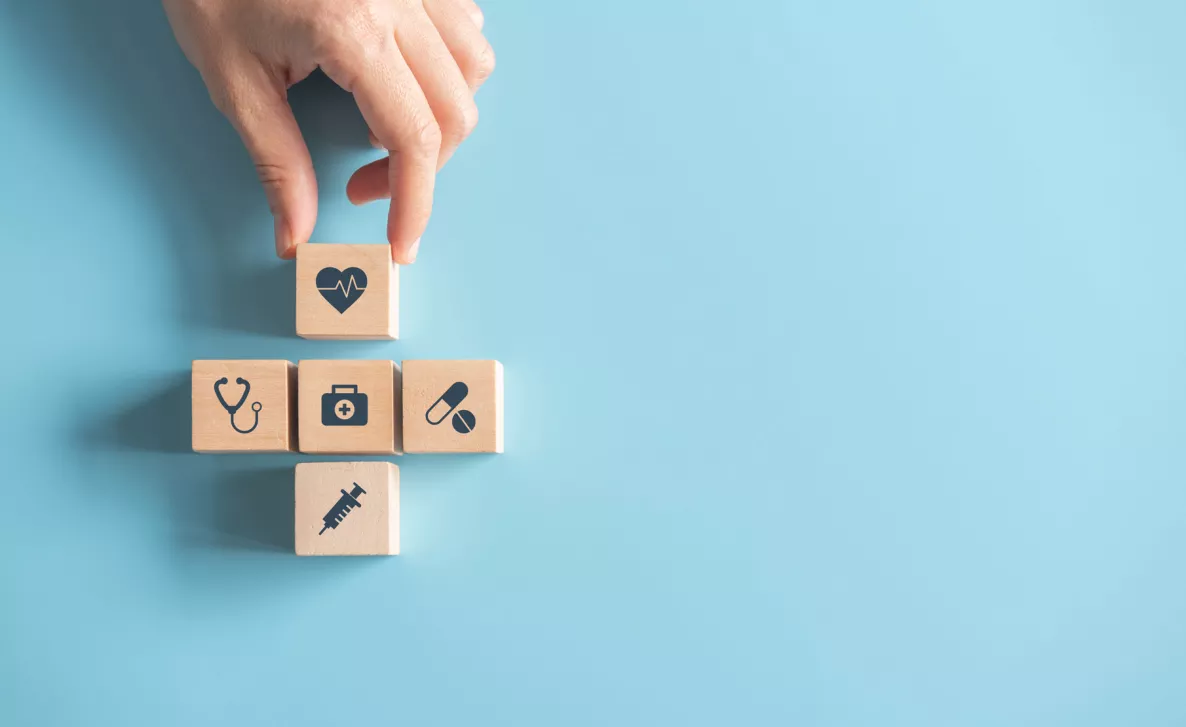  A person arranging health blocks
