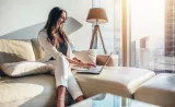 Woman working on her laptop